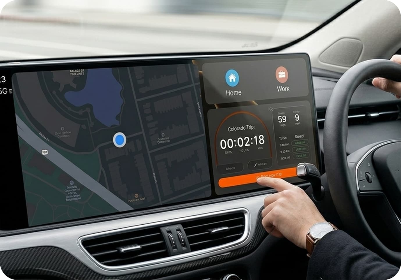 Speedster app on a car dashboard display