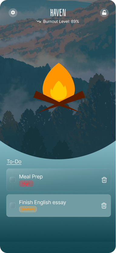 Haven home screen design 2