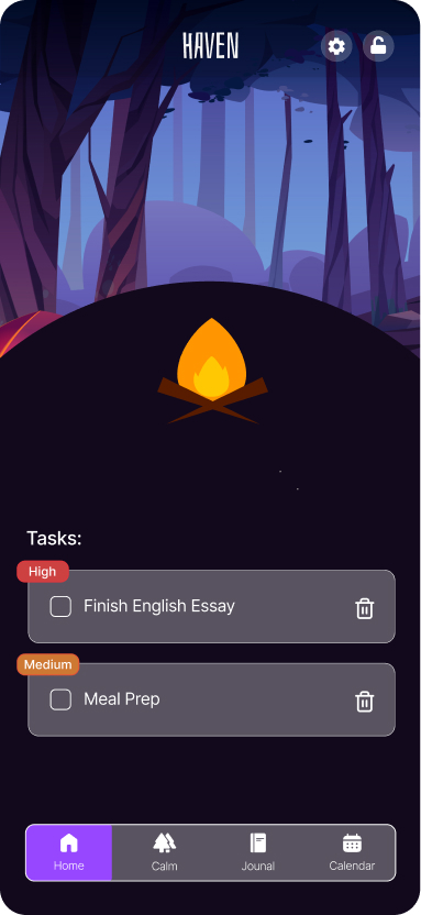 Haven home screen design 5