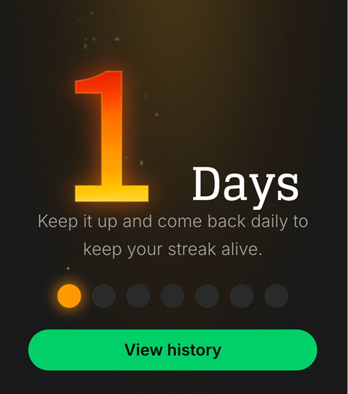 Streaks screen